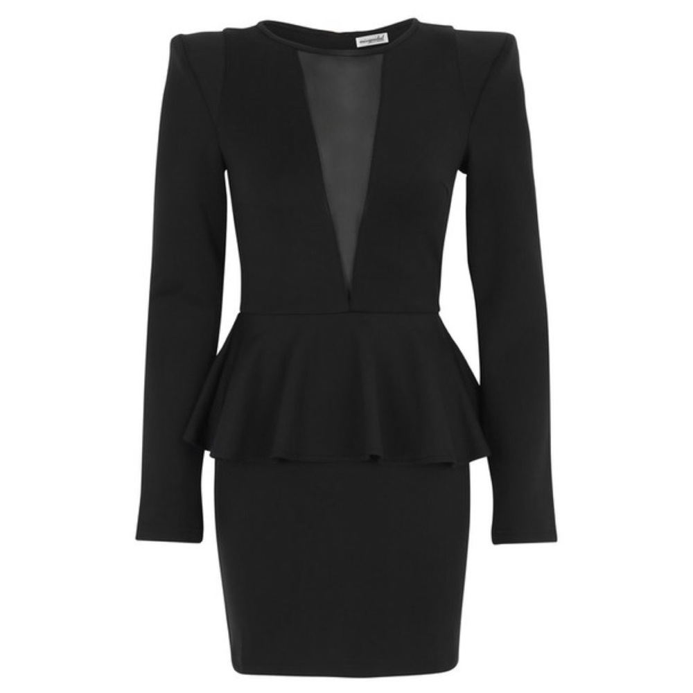 Deep V Peplum Dress